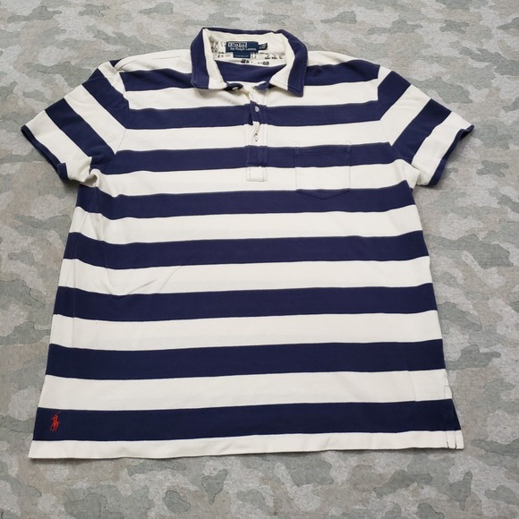 Vintage Polo Ralph Lauren Polo Shirt Mens XL Blue Pockets Short Sleeve - Picture 1 of 11